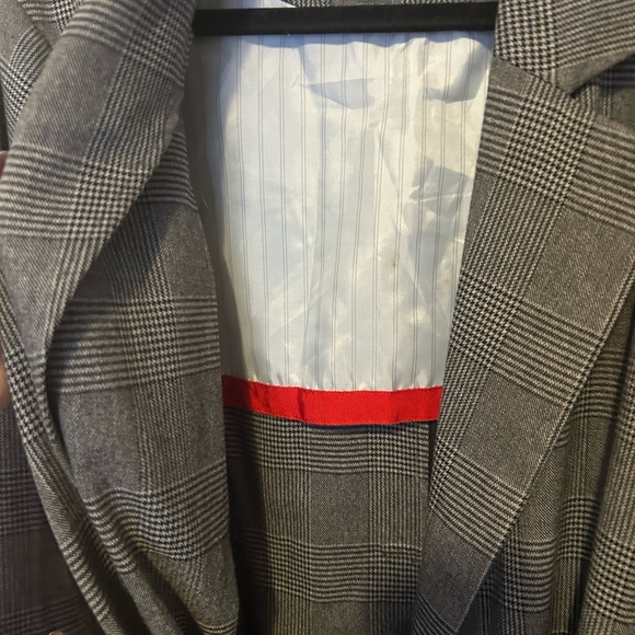 Black tape trench coat in plaid - Picture 7 of 9